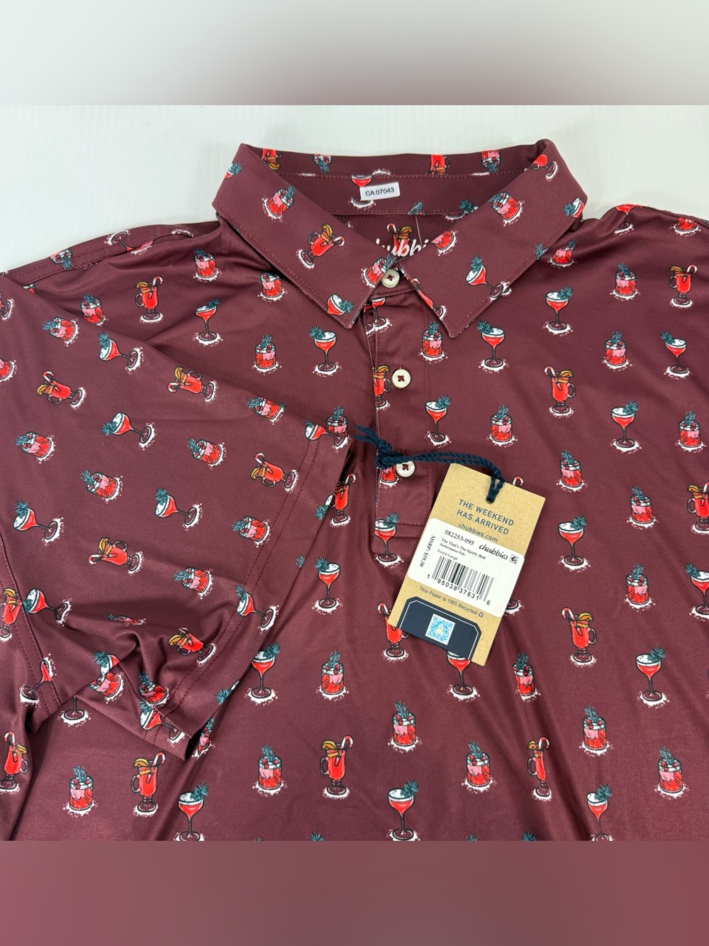Chubbies Performance Polo Weekend Has Arrived That's Spirit Red XL Short Sleeve